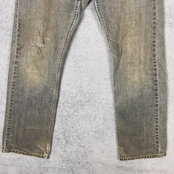 Levis 514 Jeans Mens 28x28 Gray Denim Distressed Straight Leg Grunge Thrashed - Picture 4 of 16